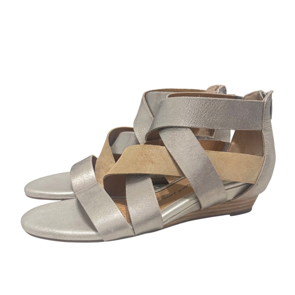 Sofft Rosaria Wedge Sandals Womens 8.5N Anthracite Bronze Leather Strappy Good